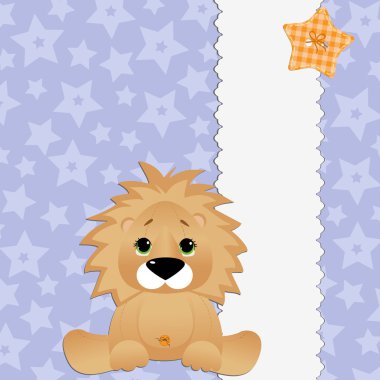 Cute template for postcard with lion clipart