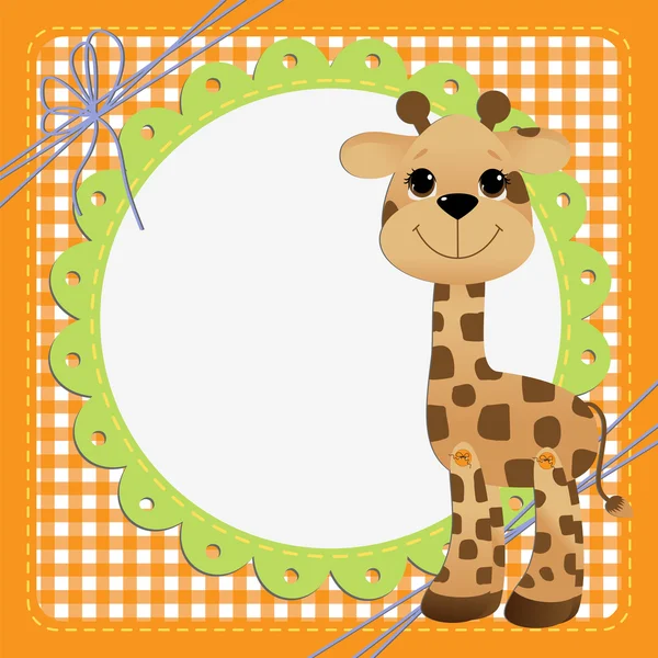 Roztomilý teplate pro Pohlednice s žirafou — Stockový vektor