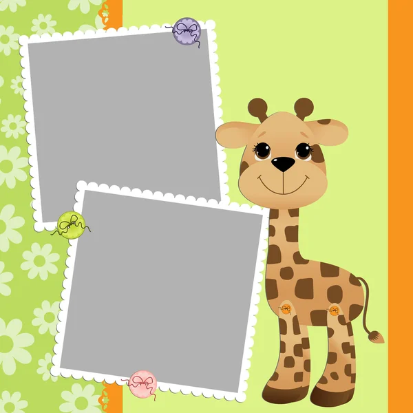 Teplate bonito para cartão postal com girafa — Vetor de Stock