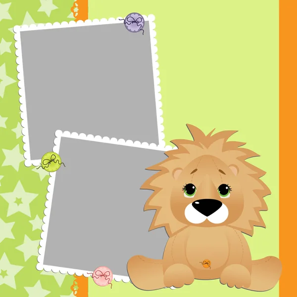 Modèle mignon pour carte postale avec lion — Image vectorielle