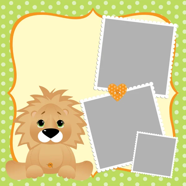 Χαριτωμένο πρότυπο για καρτ ποστάλ με το λιοντάρι — Διανυσματικό Αρχείο