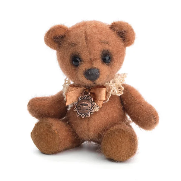Teddy bear in classic vintage style isolated on white background — Stok fotoğraf