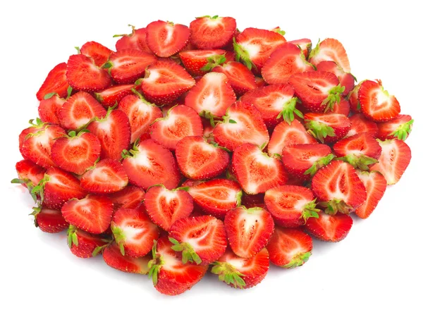 Fresh sliced strawberries on white — Stock Photo, Image