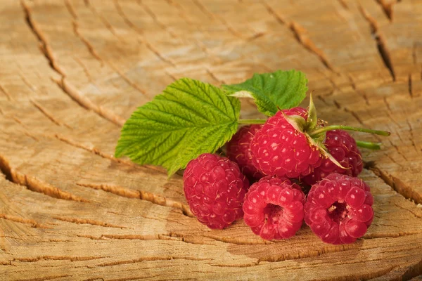 Raspberry on wood background selective focus. Fresh organic food. — Stock Photo, Image