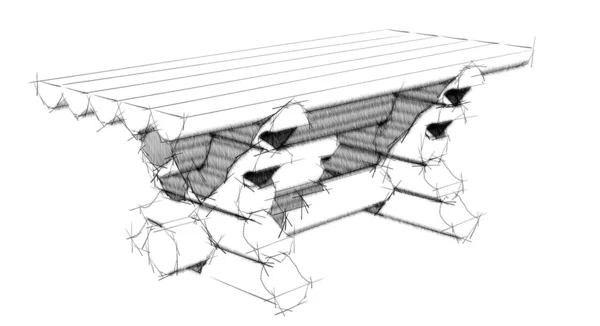Holztisch. Isolation auf weißem Hintergrund. — Stockfoto