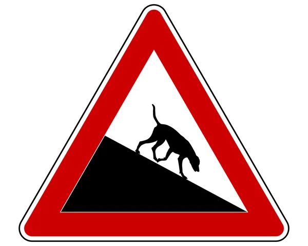 Helling waarschuwingsbord voor honden — Stockfoto