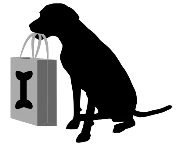 Pes nakupování kosti — Stock fotografie