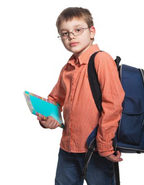 Schoolchild in glasses clipart