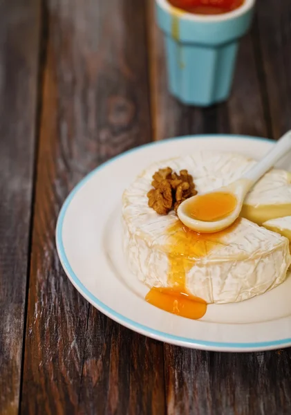 Bandeja de queso con nueces y mermelada — Foto de Stock