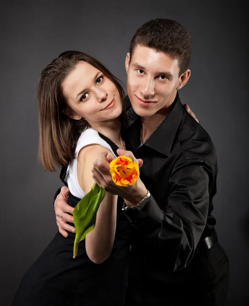 Portrait of a young funny couple in love with — Stock Photo, Image
