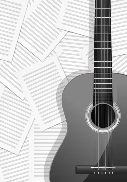 Guitare acoustique réaliste — Image vectorielle