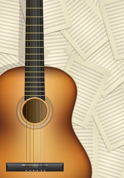 Gerçekçi akustik gitar — Stok Vektör