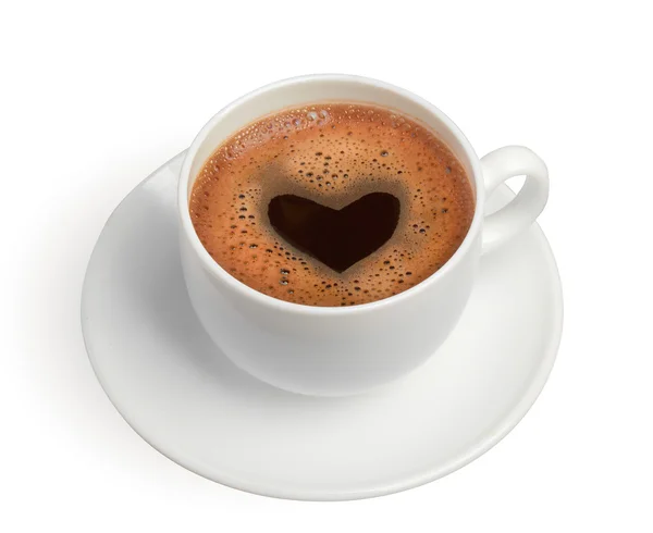 Coffe cup with heart — Stock Photo, Image