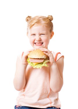 Dissatisfied girl with hamburger clipart