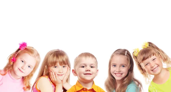 Щасливі діти ізольовані на білому — стокове фото
