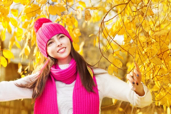 Gyönyörű lány őszi parkban — Stock Fotó