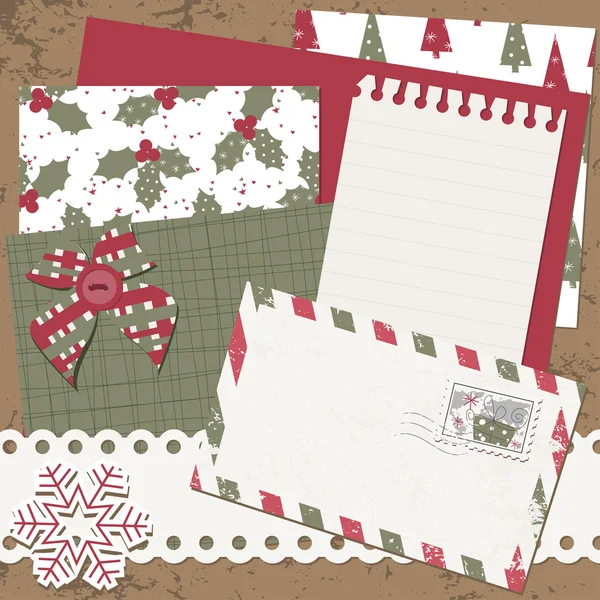 Vector Christmas and New Year scrapbook card — Stock Vector