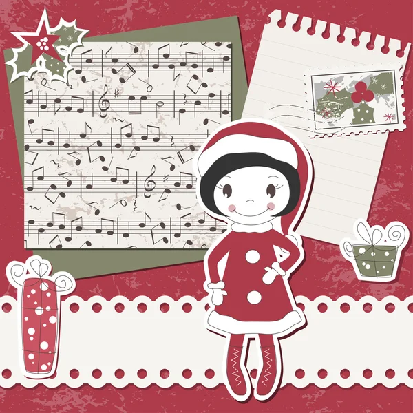 矢量圣诞节和新年的剪贴簿卡 — 图库矢量图片
