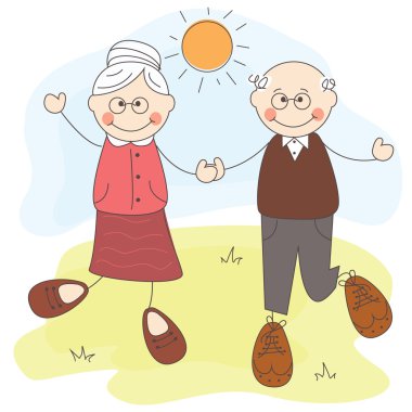Happy cute grandparents together clipart