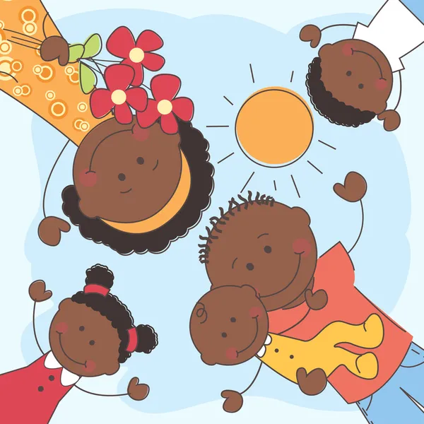 Ευτυχισμένη οικογένεια αφροαμερικάνων — Διανυσματικό Αρχείο