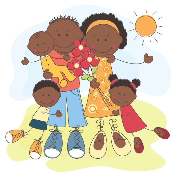 Ευτυχισμένη οικογένεια αφροαμερικάνων — Διανυσματικό Αρχείο