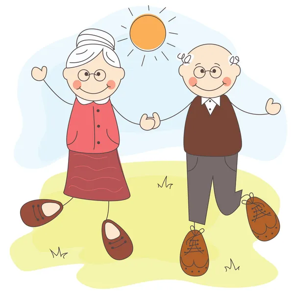 Boldog aranyos nagyszülők együtt Jogdíjmentes Stock Vektorok
