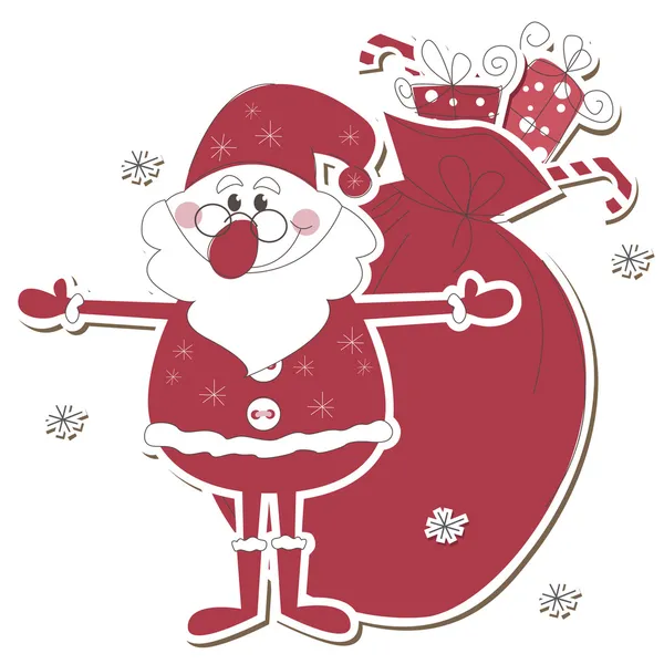 Weihnachtsmann mit Sack voller Geschenke — Stockvektor