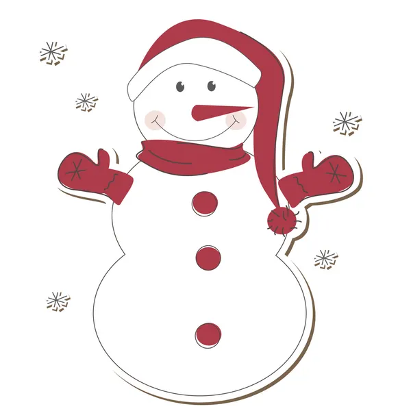 Natale pupazzo di neve isolato su sfondo bianco. — Vettoriale Stock