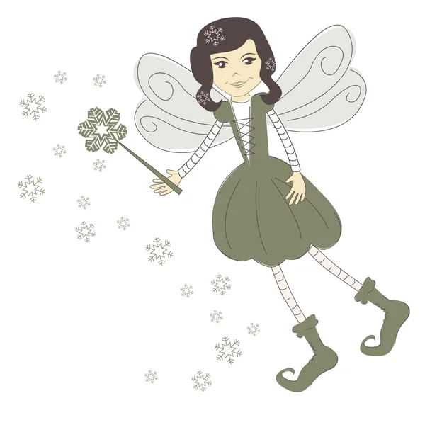 Christmas fairy sihirli sopa ile — Stok Vektör