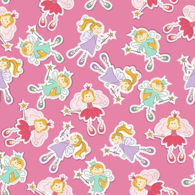Seamless pattern with fairy clipart