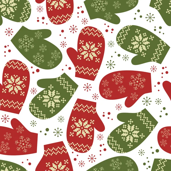 Boże Narodzenie bezszwowe wzór z rękawiczki zimowe — Wektor stockowy