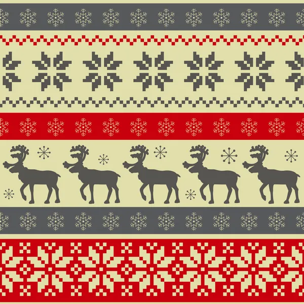 民謡風のクリスマスのシームレスなパターン — ストックベクタ