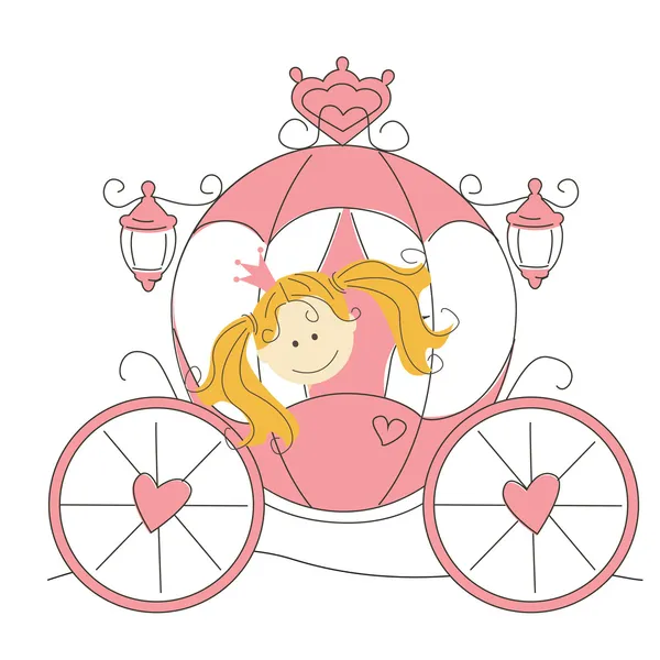 Schattig prinsesje in het vervoer — Stockvector
