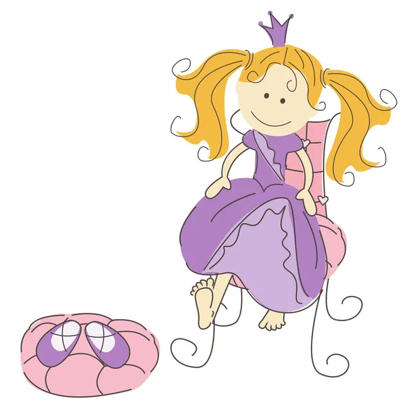 Lilla prinsessan och magiska skor — Stock vektor