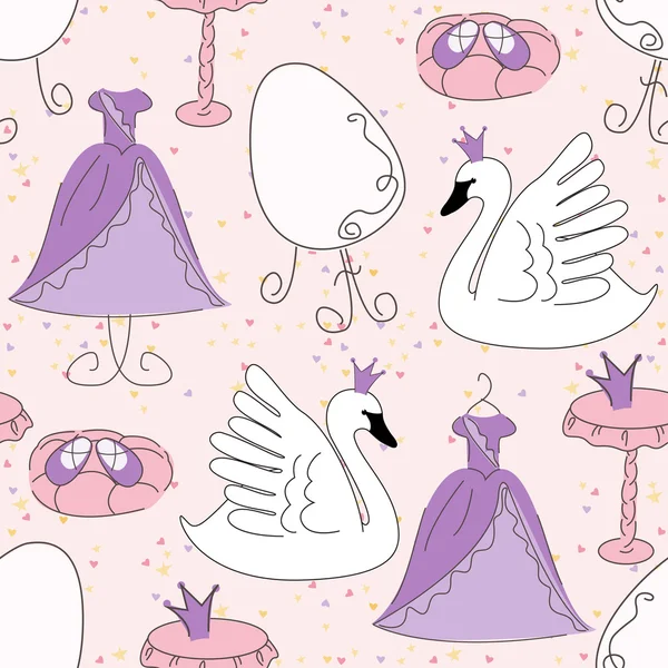 プリンセスのシームレスなパターン — ストックベクタ