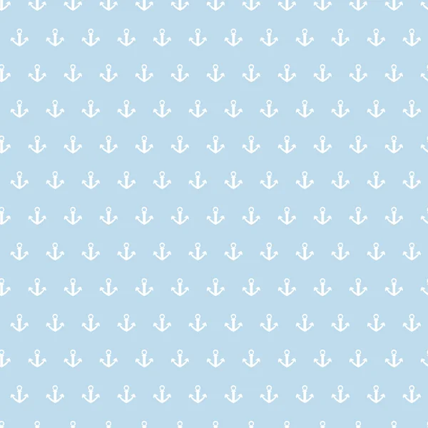 Płynny wzór z białymi kotwami na niebieskim tle — Wektor stockowy
