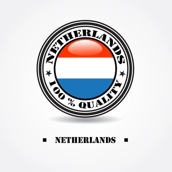 Etikett "made in Netherlands 100% Qualität" mit italienischer Flagge in Gummiprägung — Stockvektor