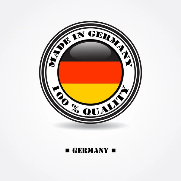 Label "made in Germany 100% quality" with Germany flag in rubber stamp — Stock Vector