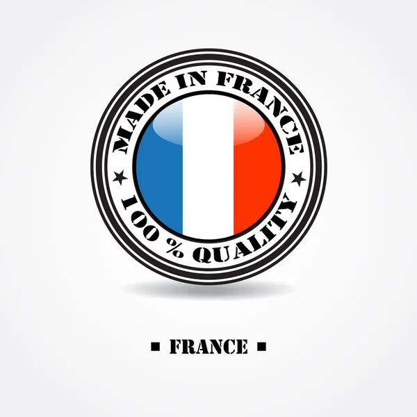 Étiquette "made in Italy 100 % qualité" avec drapeau français en tampon caoutchouc — Image vectorielle