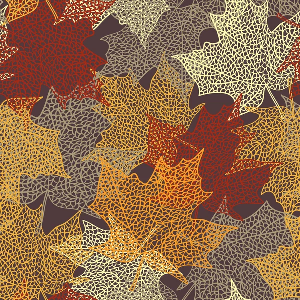 Seamless pattern with lace maple leaves — Stock Vector