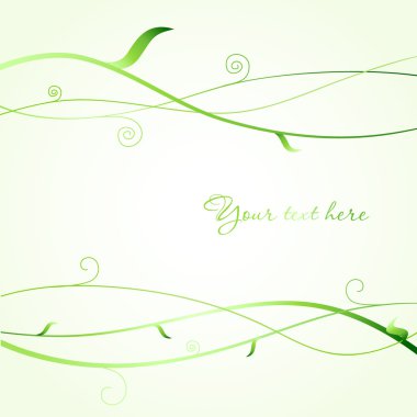 Fresh ecological background with green tree branches and small leaves clipart