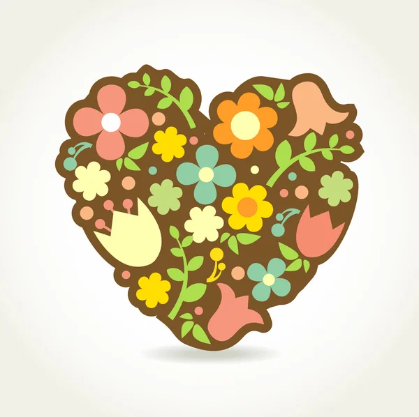 Corazón floral en estilo vintage. Diseño vectorial para web, impresión y otros diseños — Vector de stock