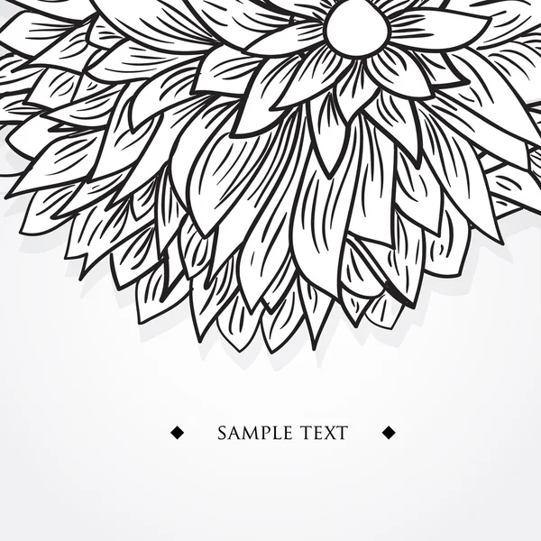 Fond noir et blanc avec la moitié de fleur de chrysanthème — Image vectorielle