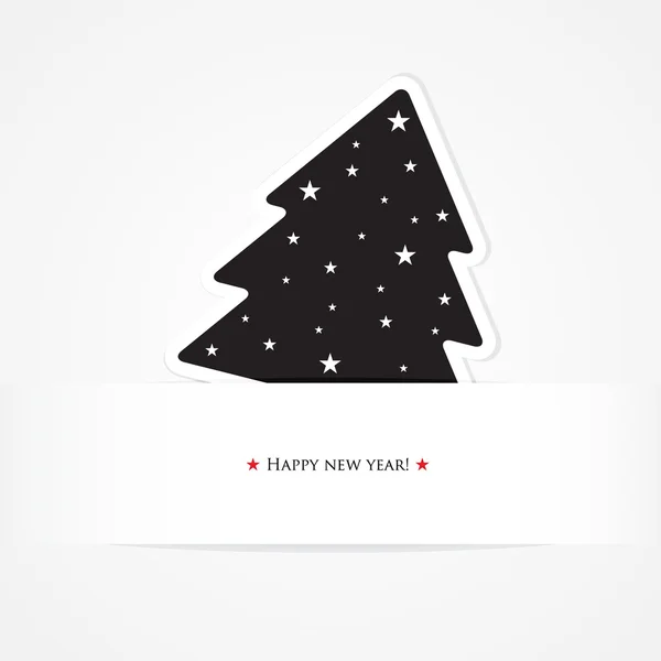 Christmas card with black fir tree — Stock Vector