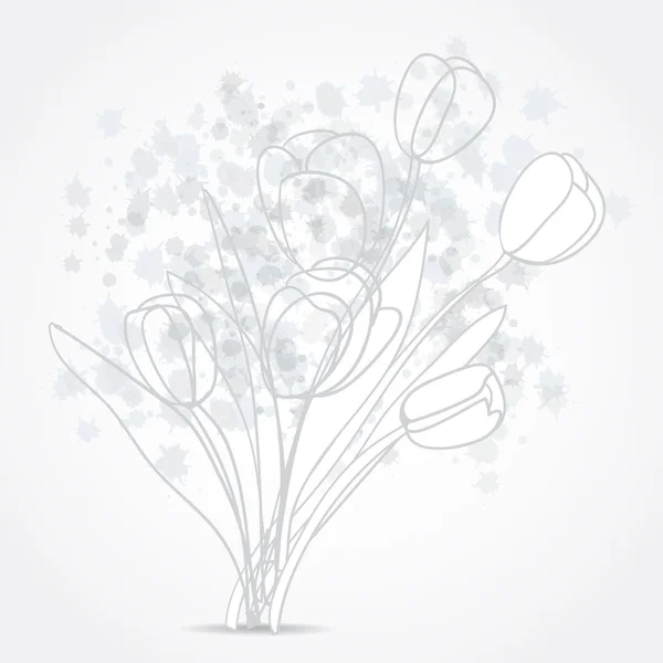 チューリップの花を灰色します。ベクトルの背景 — ストックベクタ