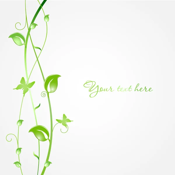 Zelené listí a motýli. Ekologické vektorové pozadí — Stockový vektor