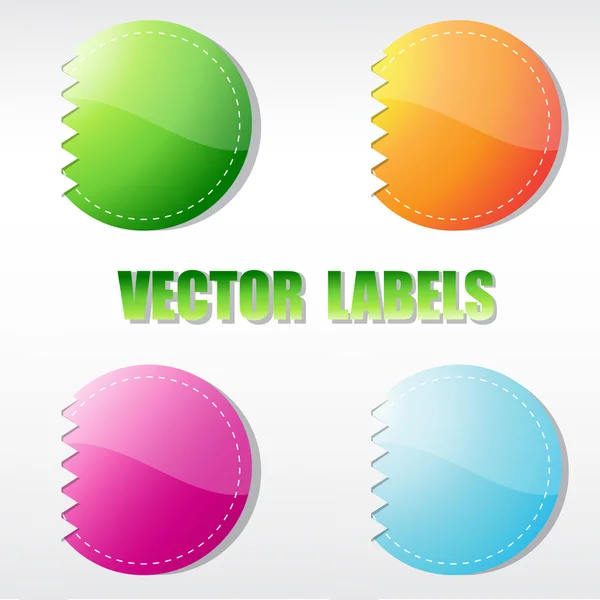 Set di quattro etichette rotonde multicolori — Vettoriale Stock