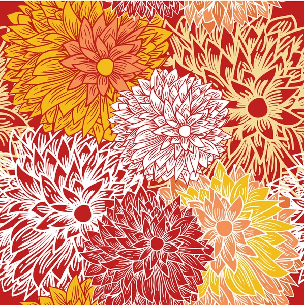Bezešvé květinové vzory v podzimních barvách — Stockový vektor