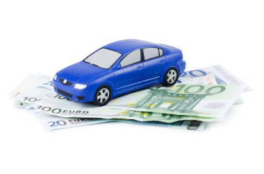 The toy car for euro banknotes isolated clipart