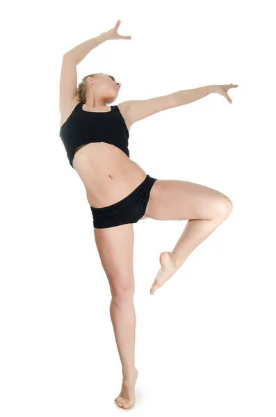 Beyaz zemin üzerinde dans eğitmeni izole kız — Stok fotoğraf